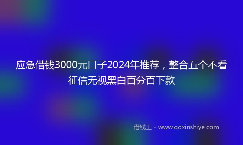 应急借钱3000元口子2024年推荐，整合五个不看征信无视黑白百分百下款