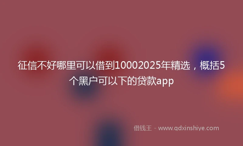 征信不好哪里可以借到10002025年精选，概括5个黑户可以下的贷款app