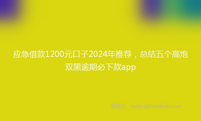 应急借款1200元口子2024年推荐，总结五个高炮双黑逾期必下款app