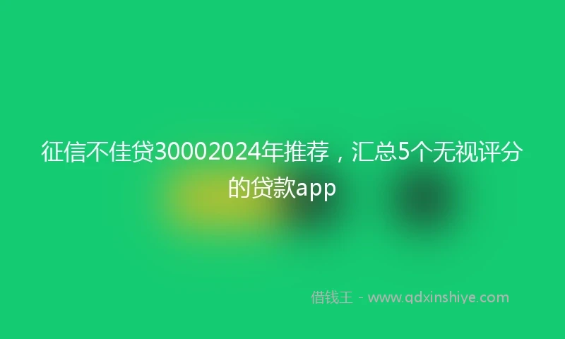 征信不佳贷30002024年推荐，汇总5个无视评分的贷款app