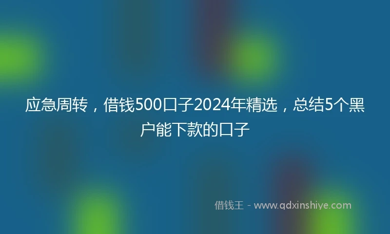 应急周转，借钱500口子2024年精选，总结5个黑户能下款的口子