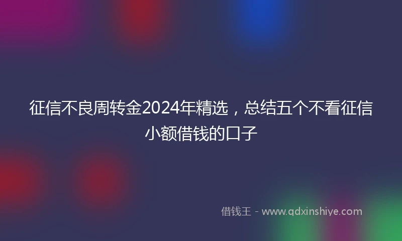 征信不良周转金2024年精选，总结五个不看征信小额借钱的口子