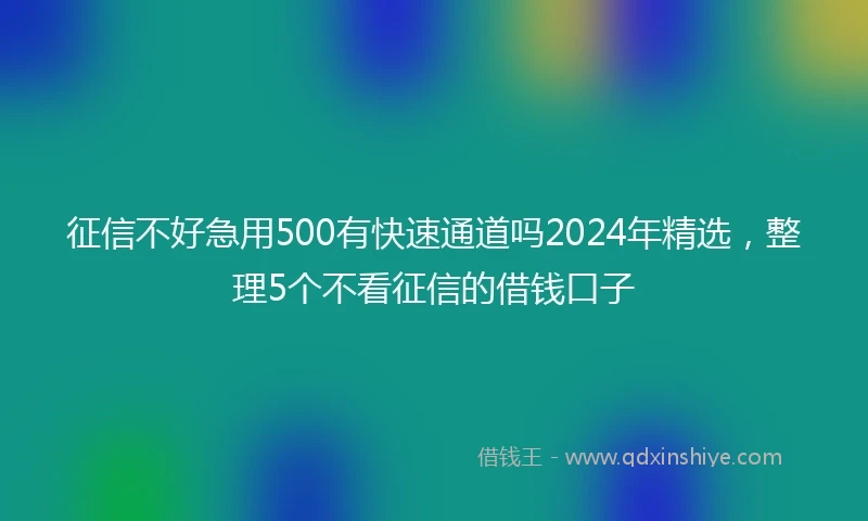 征信不好急用500有快速通道吗2024年精选，整理5个不看征信的借钱口子