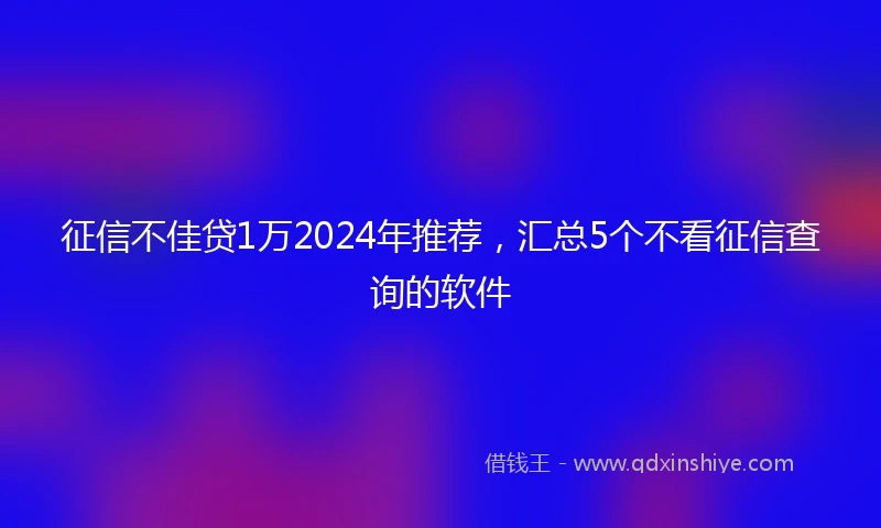 征信不佳贷1万2024年推荐，汇总5个不看征信查询的软件