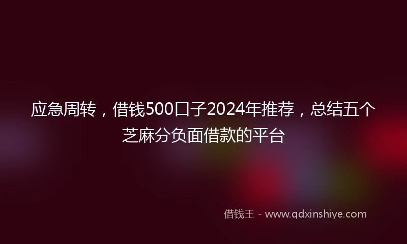 应急周转，借钱500口子2024年推荐，总结五个芝麻分负面借款的平台