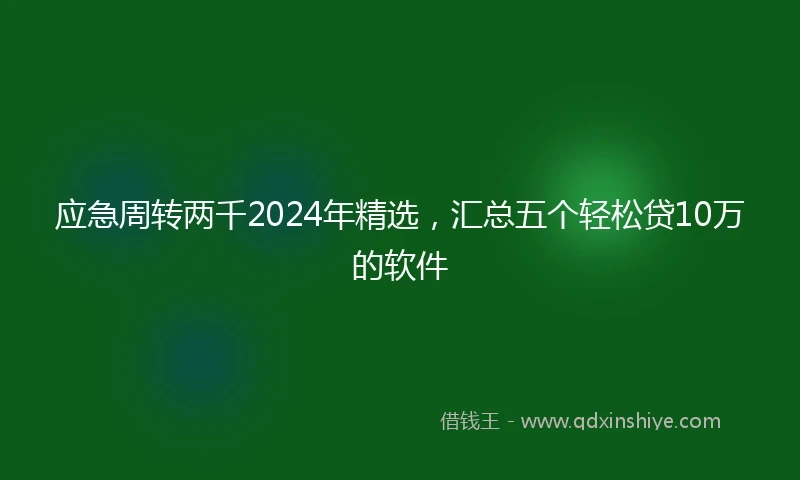 应急周转两千2024年精选，汇总五个轻松贷10万的软件