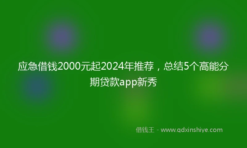 应急借钱2000元起2024年推荐，总结5个高能分期贷款app新秀