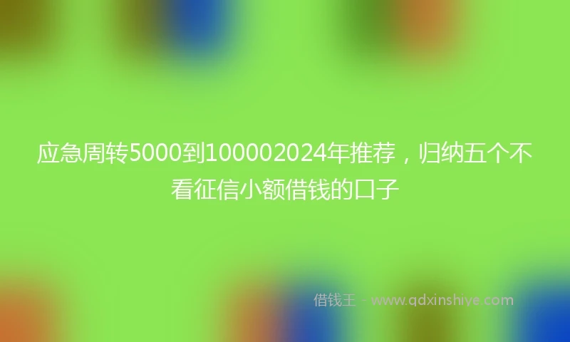 应急周转5000到100002024年推荐，归纳五个不看征信小额借钱的口子