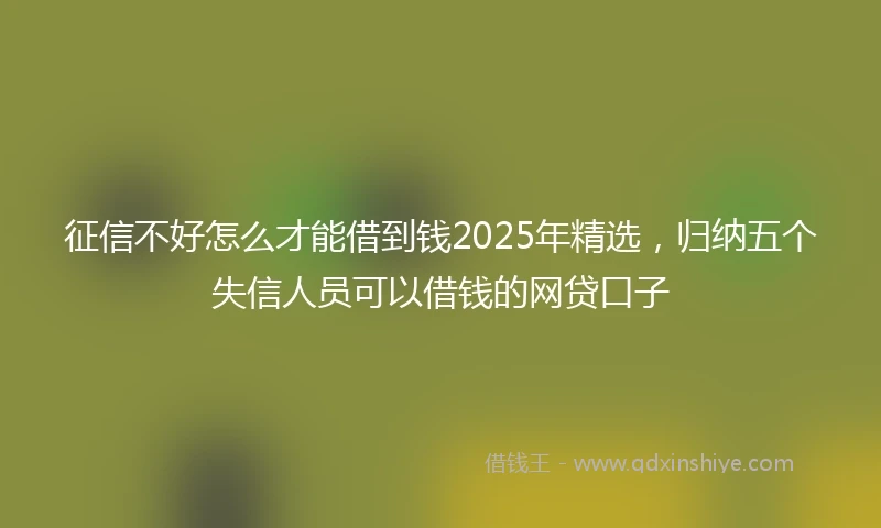 征信不好怎么才能借到钱2025年精选，归纳五个失信人员可以借钱的网贷口子