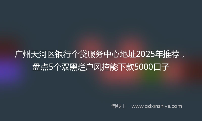 广州天河区银行个贷服务中心地址2025年推荐，盘点5个双黑烂户风控能下款5000口子