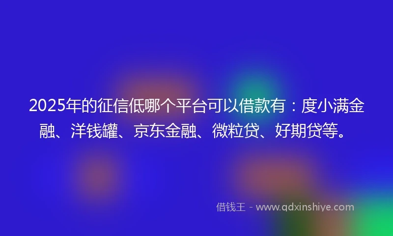2025年的征信低哪个平台可以借款有：度小满金融、洋钱罐、京东金融、微粒贷、好期贷等。