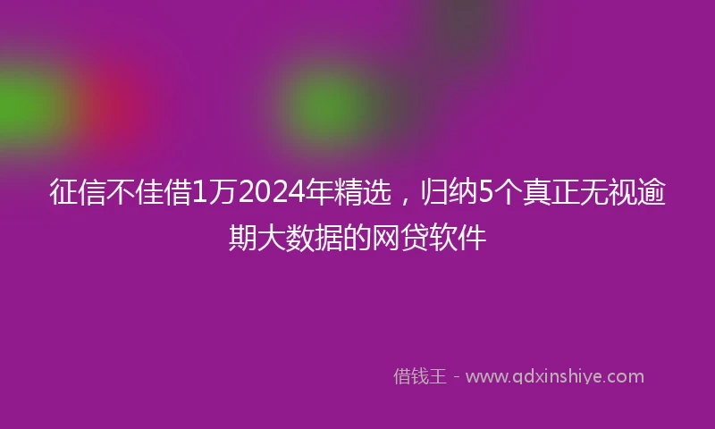 征信不佳借1万2024年精选，归纳5个真正无视逾期大数据的网贷软件