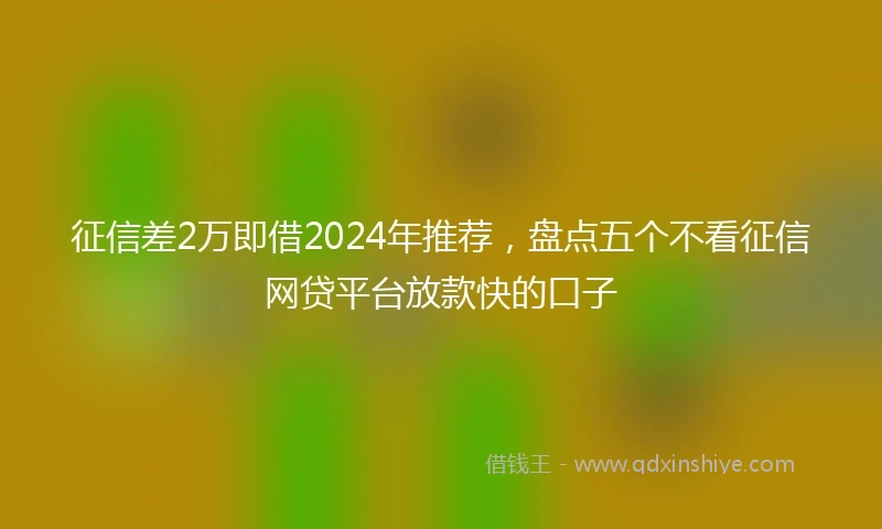 征信差2万即借2024年推荐，盘点五个不看征信网贷平台放款快的口子