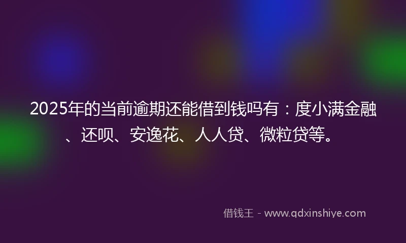 2025年的当前逾期还能借到钱吗有：度小满金融、还呗、安逸花、人人贷、微粒贷等。