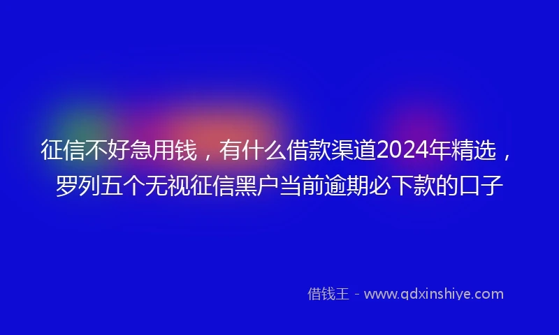 征信不好急用钱，有什么借款渠道2024年精选，罗列五个无视征信黑户当前逾期必下款的口子