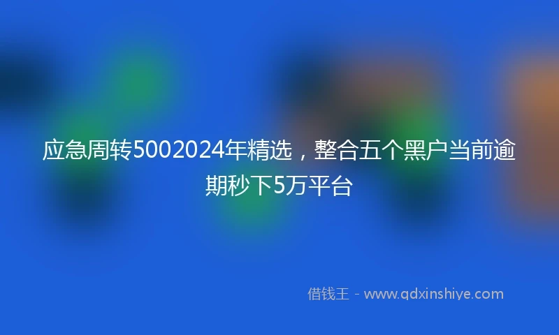 应急周转5002024年精选，整合五个黑户当前逾期秒下5万平台