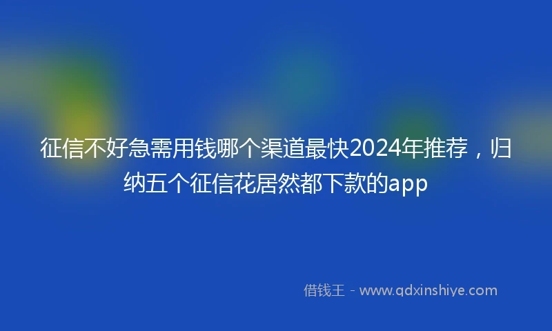 征信不好急需用钱哪个渠道最快2024年推荐，归纳五个征信花居然都下款的app