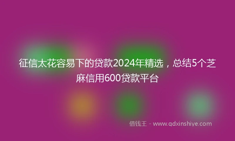 征信太花容易下的贷款2024年精选，总结5个芝麻信用600贷款平台