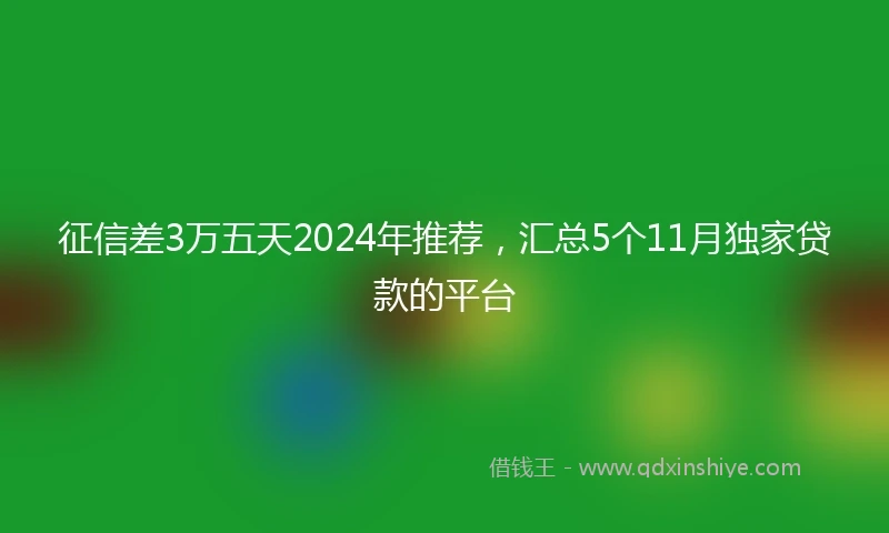征信差3万五天2024年推荐，汇总5个11月独家贷款的平台