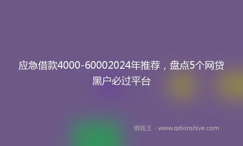 应急借款4000-60002024年推荐，盘点5个网贷黑户必过平台
