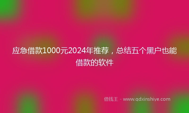 应急借款1000元2024年推荐，总结五个黑户也能借款的软件