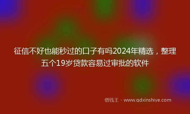 征信不好也能秒过的口子有吗2024年精选，整理五个19岁贷款容易过审批的软件