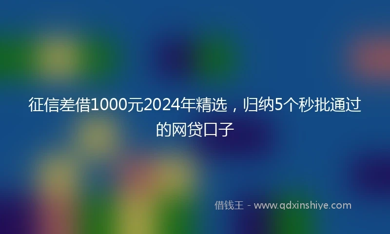 征信差借1000元2024年精选，归纳5个秒批通过的网贷口子