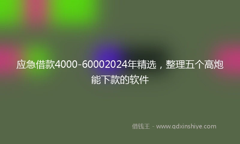 应急借款4000-60002024年精选，整理五个高炮能下款的软件
