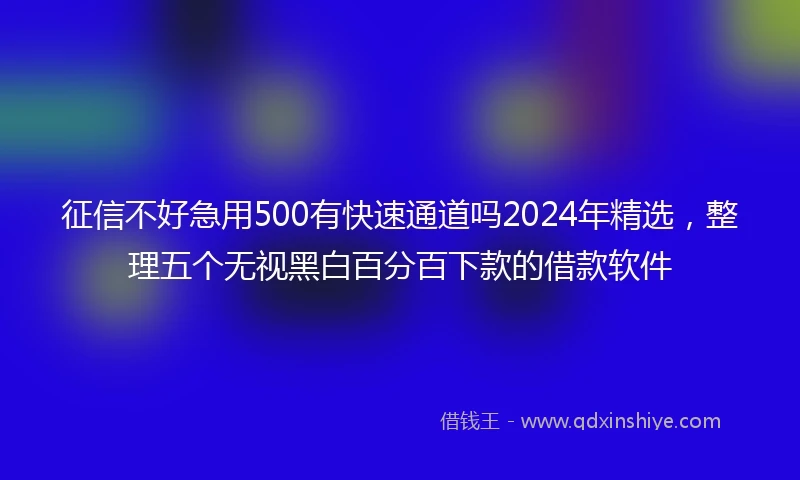 征信不好急用500有快速通道吗2024年精选，整理五个无视黑白百分百下款的借款软件