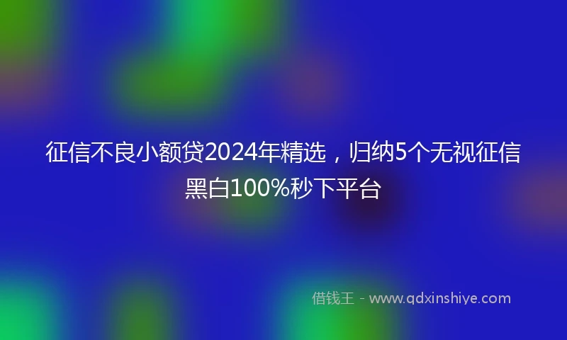 征信不良小额贷2024年精选，归纳5个无视征信黑白100%秒下平台