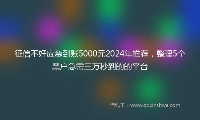征信不好应急到账5000元2024年推荐，整理5个黑户急需三万秒到的的平台