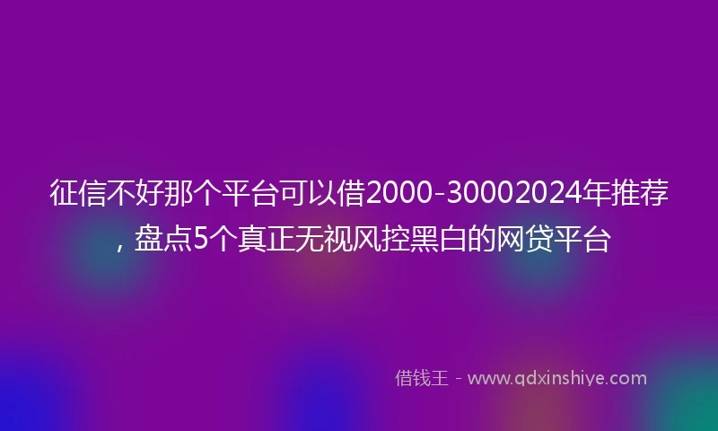 征信不好那个平台可以借2000-30002024年推荐，盘点5个真正无视风控黑白的网贷平台