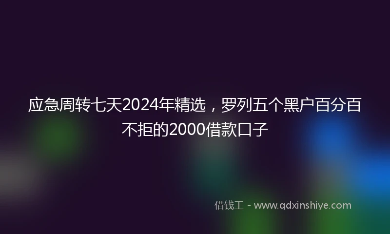 应急周转七天2024年精选，罗列五个黑户百分百不拒的2000借款口子