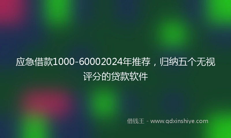应急借款1000-60002024年推荐，归纳五个无视评分的贷款软件