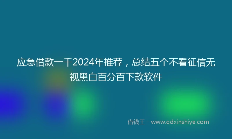 应急借款一千2024年推荐，总结五个不看征信无视黑白百分百下款软件