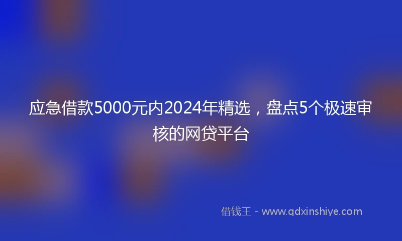 应急借款5000元内2024年精选，盘点5个极速审核的网贷平台