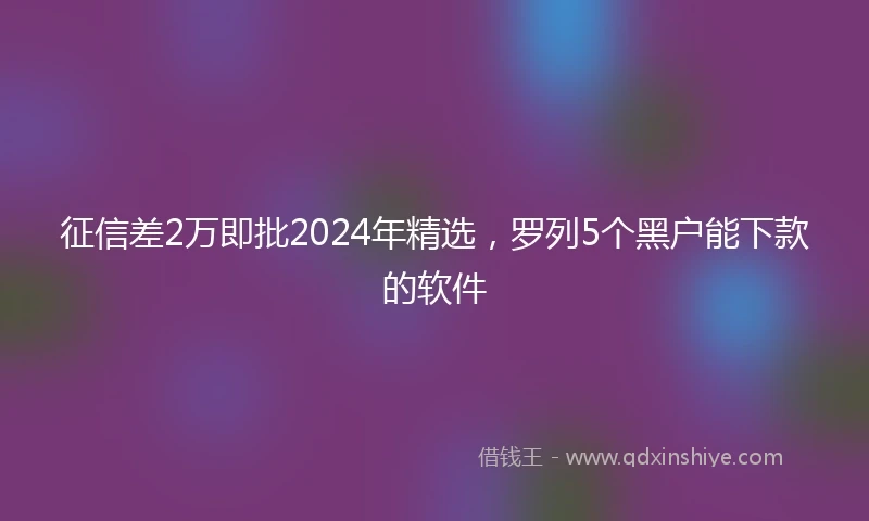 征信差2万即批2024年精选，罗列5个黑户能下款的软件