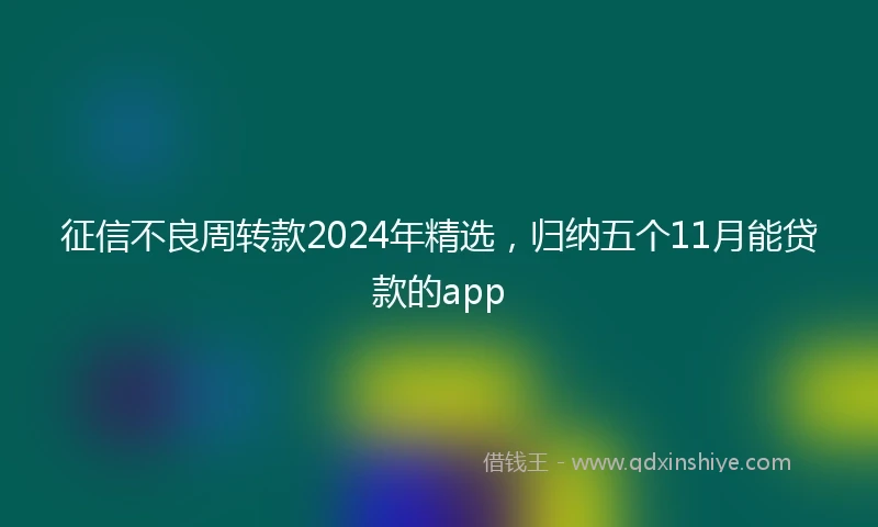 征信不良周转款2024年精选，归纳五个11月能贷款的app
