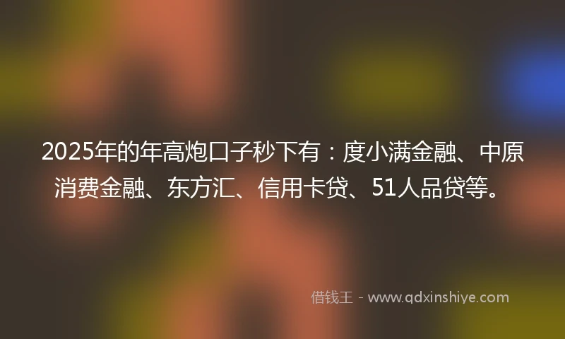 2025年的年高炮口子秒下有：度小满金融、中原消费金融、东方汇、信用卡贷、51人品贷等。