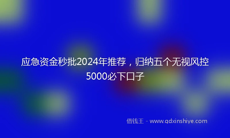 应急资金秒批2024年推荐，归纳五个无视风控5000必下口子
