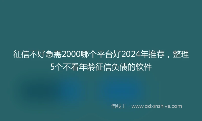 征信不好急需2000哪个平台好2024年推荐，整理5个不看年龄征信负债的软件