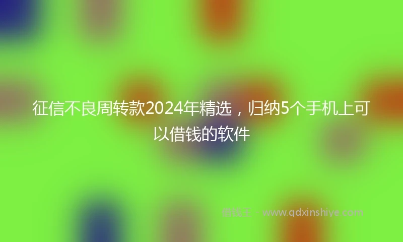 征信不良周转款2024年精选，归纳5个手机上可以借钱的软件