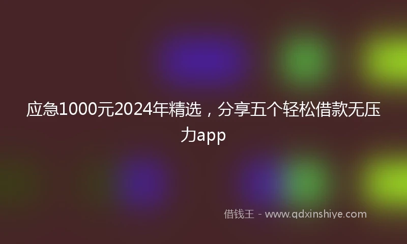 应急1000元2024年精选，分享五个轻松借款无压力app