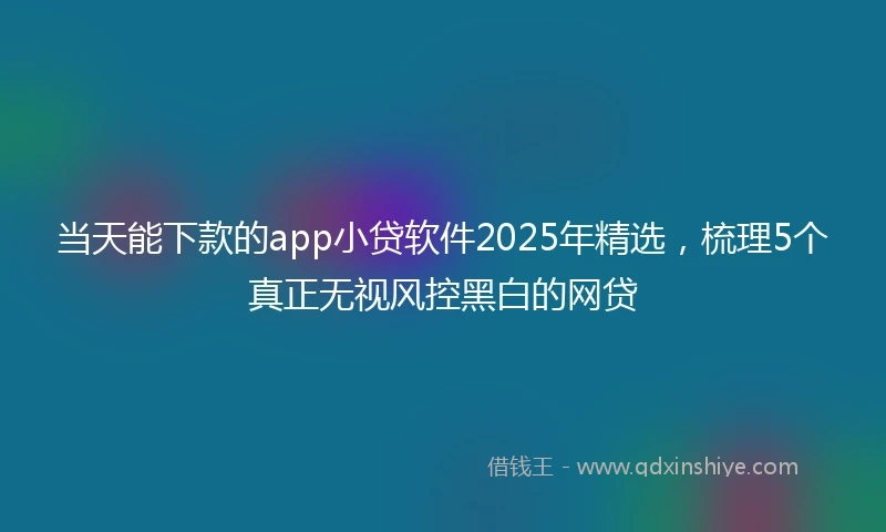 当天能下款的app小贷软件2025年精选，梳理5个真正无视风控黑白的网贷
