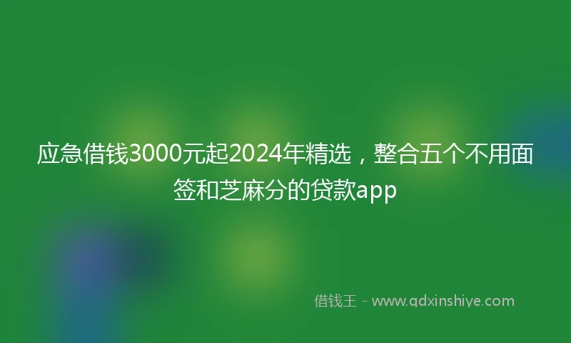 应急借钱3000元起2024年精选，整合五个不用面签和芝麻分的贷款app