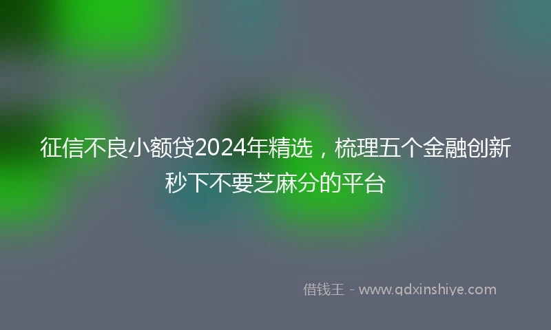 征信不良小额贷2024年精选，梳理五个金融创新秒下不要芝麻分的平台