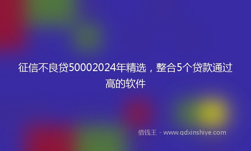 征信不良贷50002024年精选，整合5个贷款通过高的软件