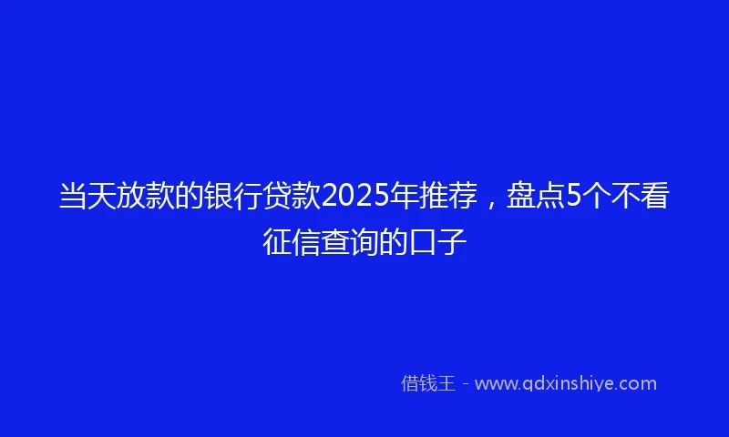 当天放款的银行贷款2025年推荐，盘点5个不看征信查询的口子