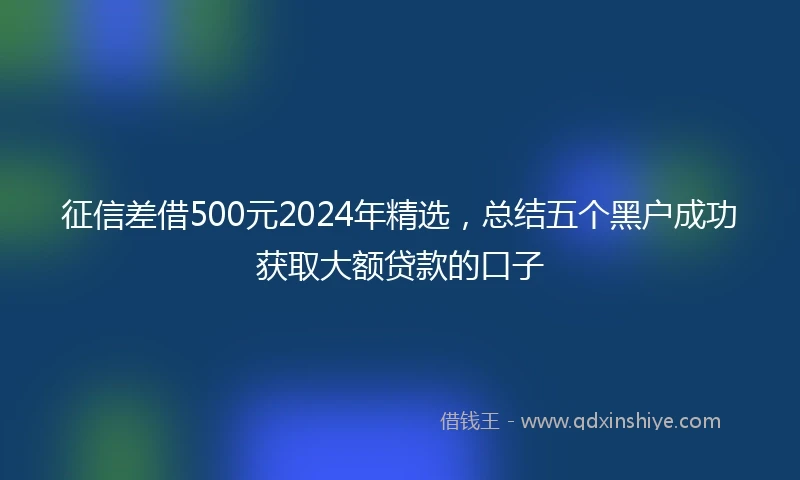 征信差借500元2024年精选，总结五个黑户成功获取大额贷款的口子