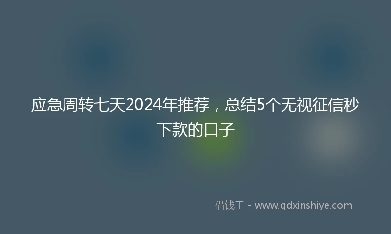 应急周转七天2024年推荐，总结5个无视征信秒下款的口子
